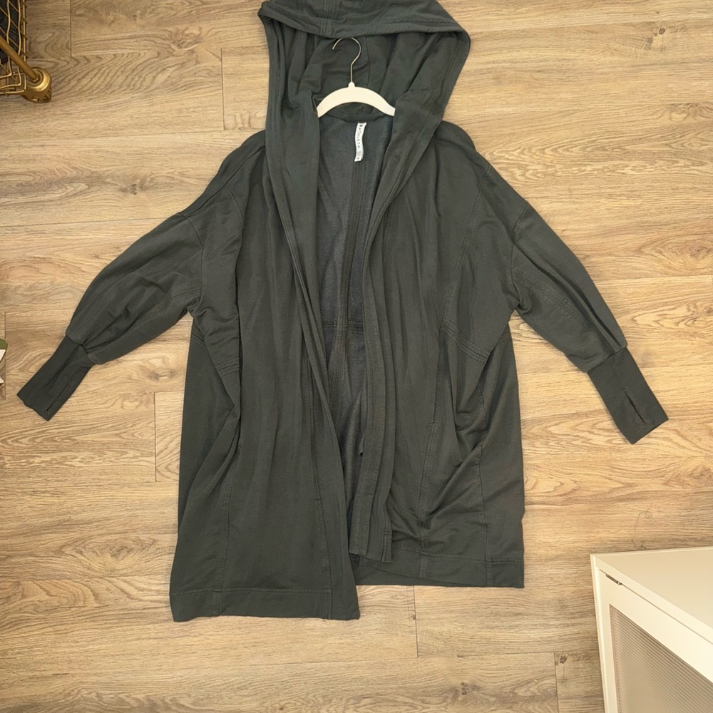 Dark Green Athleta Hooded Cardigan